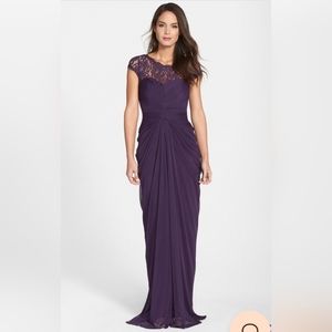 Adrianna Papell  Women's Lace Bodice Drape Gown